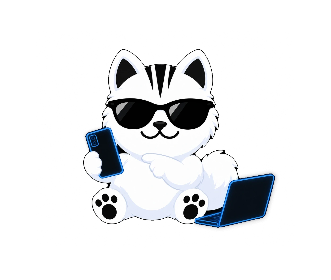 Lotos the cat with devices