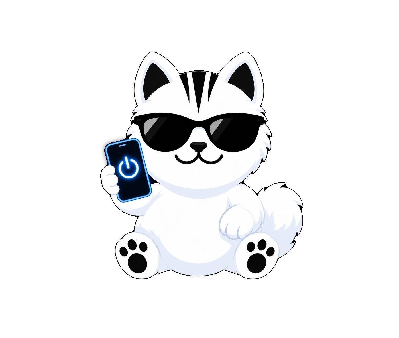 Lotos the cat with a key and a phone
